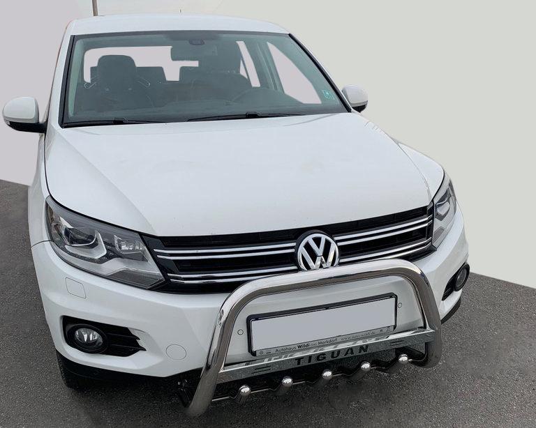 Кенгурятник WT003 60 мм с надписью CAN для Volkswagen Tiguan 2007-2016 гг. нержавеющая сталь Хром