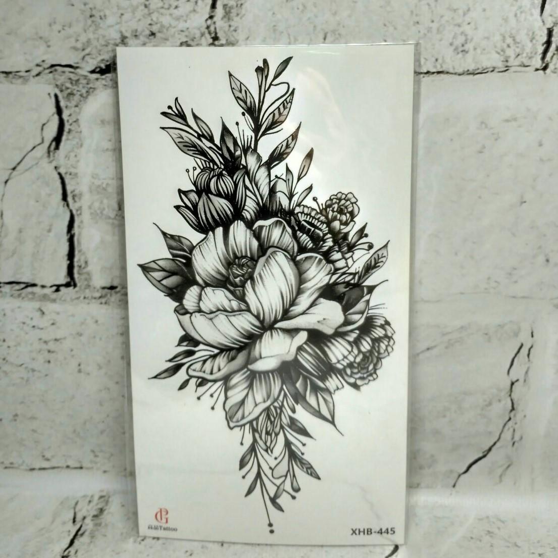 Тату временное Цветы лист 11,5x21 см (XHB-445)