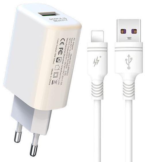 Зарядка быстрая Xo L85D QC3.0 кабель 18W Lightning (27535)