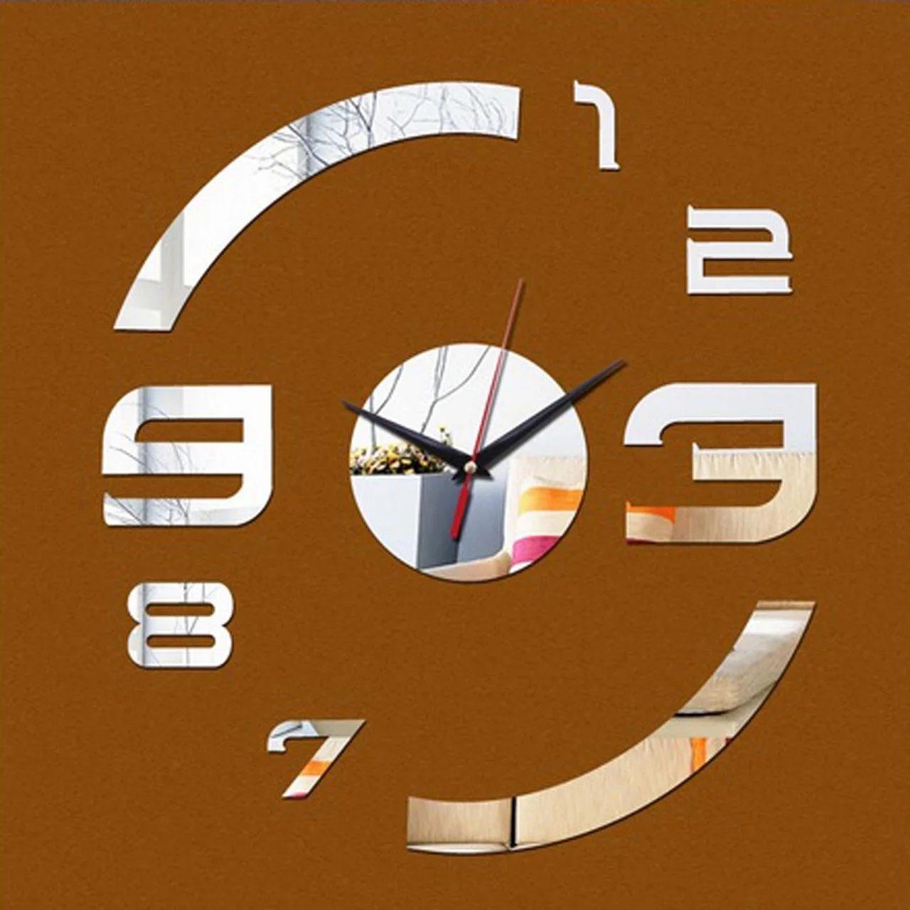 3D-часы настенные Disk Зеркально-серебристый