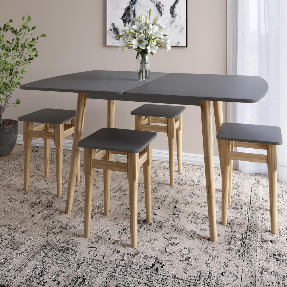 Обеденный стол Lion Майами-3 раскладной деревянный 90х60/90х120 см Антрацит (000-000-2599)