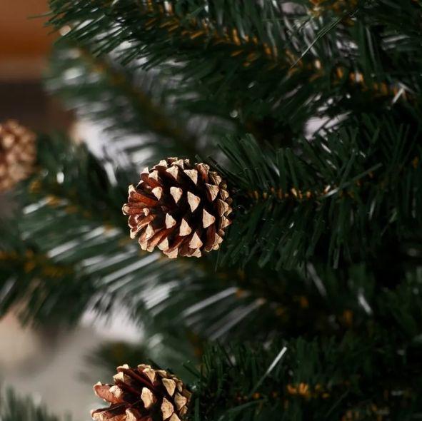 Елка искусственная элитная с шишками с подставкой с белым инеем 1,5 м Зеленый (Е-1,5) - фото 7