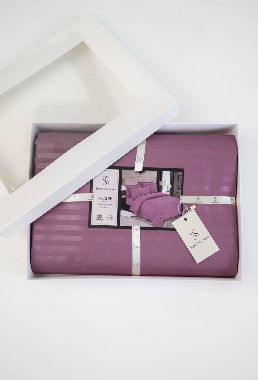 Комплект постільної білизни Signorina Siena зі страйп-сатину сімейний 50х70 см/70х70 см Фуксія (0021S) - фото 1 Комплект постільної білизни Signorina Siena зі страйп-сатину сімейний 50х70 см/70х70 см Фуксія (0021S) - фото 1