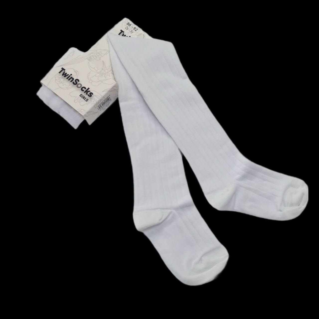 Колготки для девочки TwinSocks рубчик однотон 74 см-80 белый (8184193)