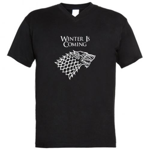 Футболка мужская с V-образным вырезом Winter is coming XL Черный (224732-2-20854-XL)