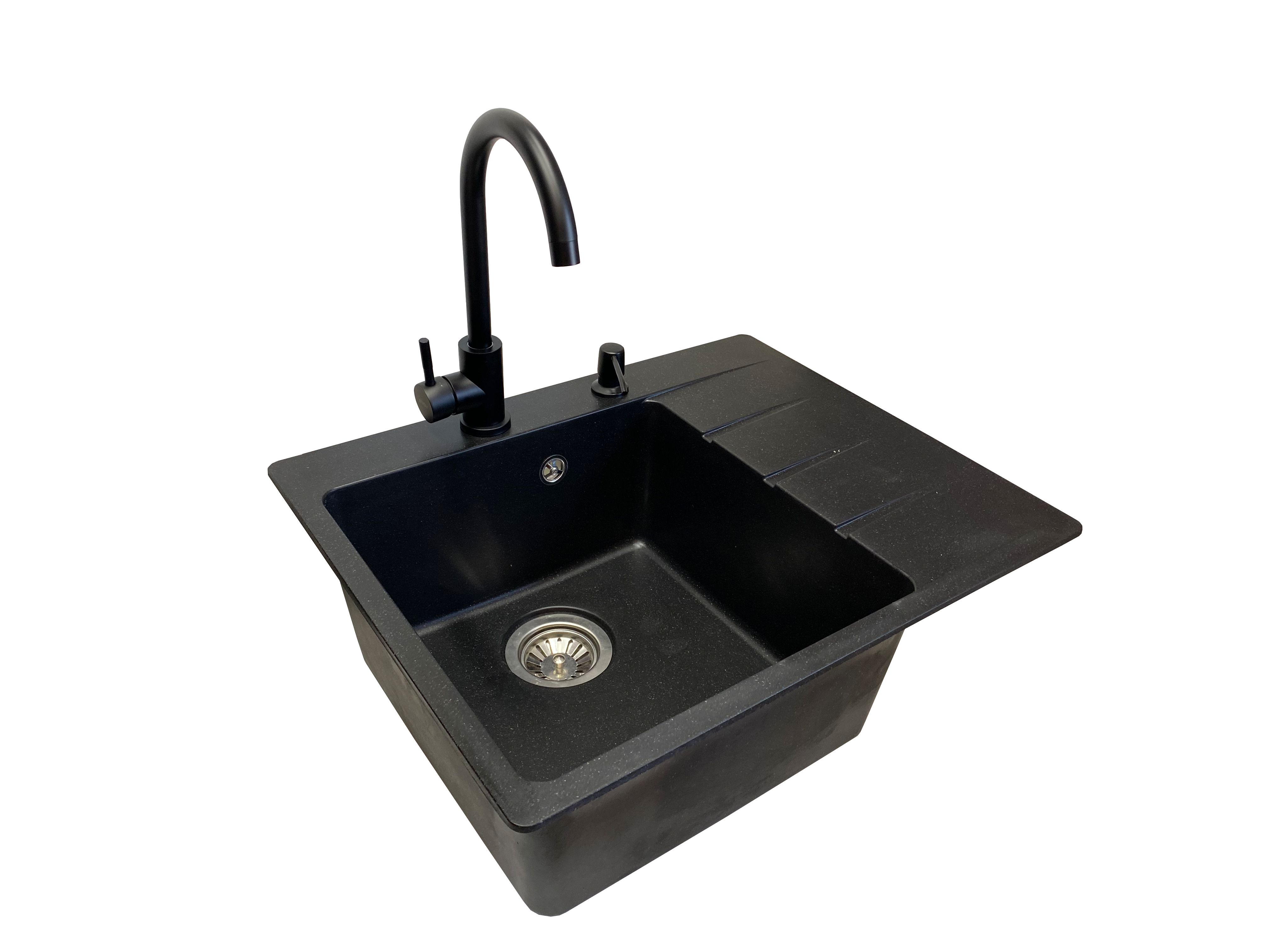 Мойка кухонная VECTOR Forest 62x50 см чаша слева/смеситель/дозатор/сифон Черный (38aa348a)