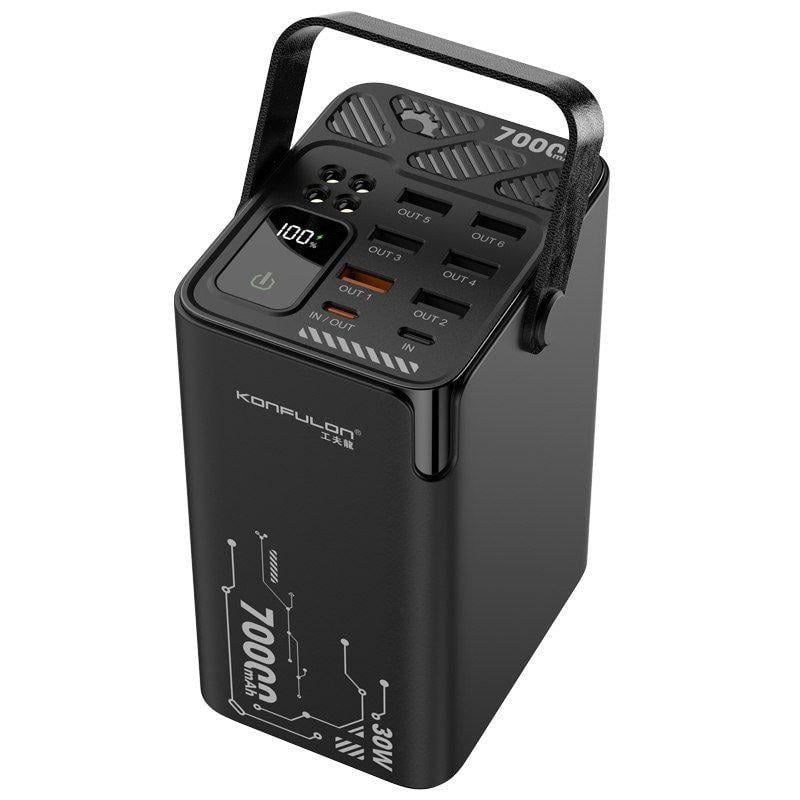 Повербанк Konfulon 70000 mAh 30W Fast Charge 7 виходів LED-ліхтарик Чорний Повербанк Konfulon 70000 mAh 30W Fast Charge 7 виходів LED-ліхтарик Чорний