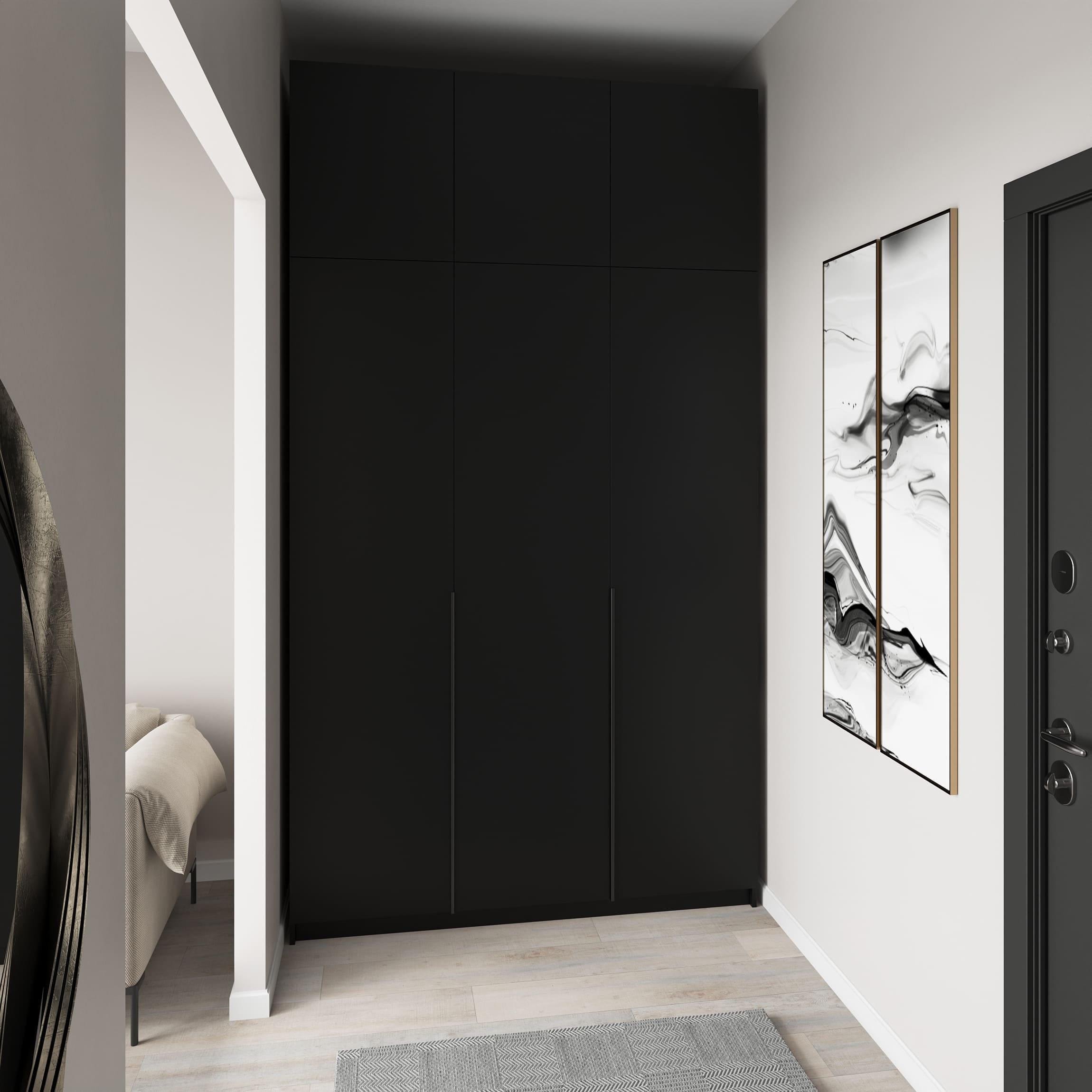 Шафа з антресоллю на три двері Чорний (380528)