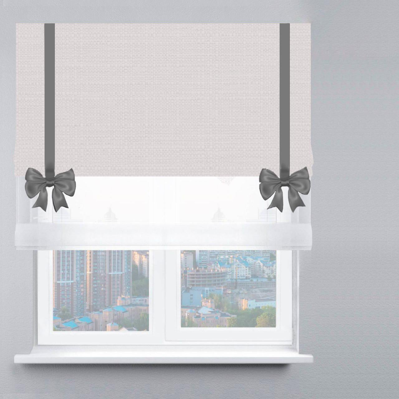 Римская штора день-ночь с цепочным карнизом рогожка премиум с лентой и бантом 50х170 см Белый/Молочный