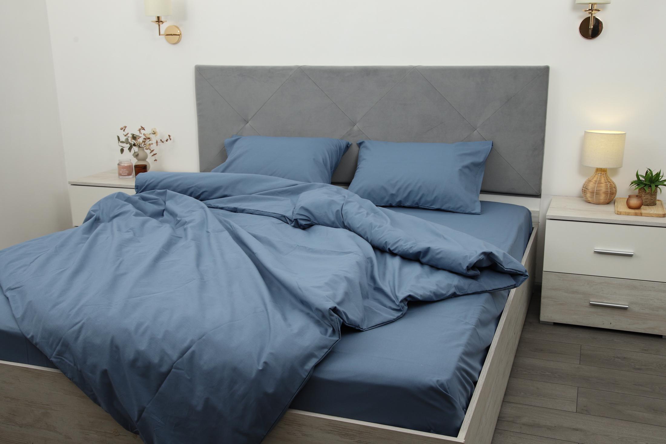 Комплект постельного белья евро Amore 4020 ранфорс Темно-синий (KPB-Ae-R-4020(50x70)_) - фото 3