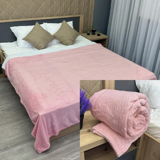 Покривало на диван/ліжко Зигзаг рельєфний 155х200 см Рожевий (87-095) - фото 7