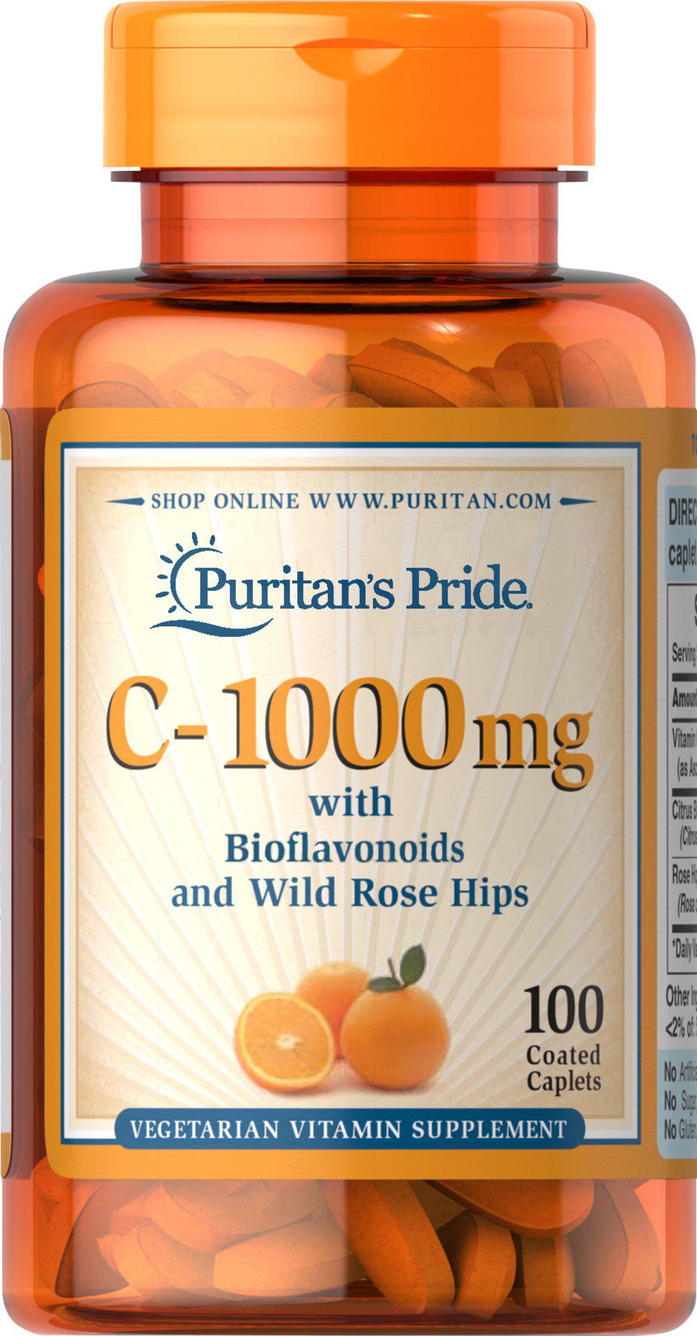 Витамин С Puritan's Pride Vitamin C-1000 mg з Bioflavonoids & Rose Hips 100 Caplets