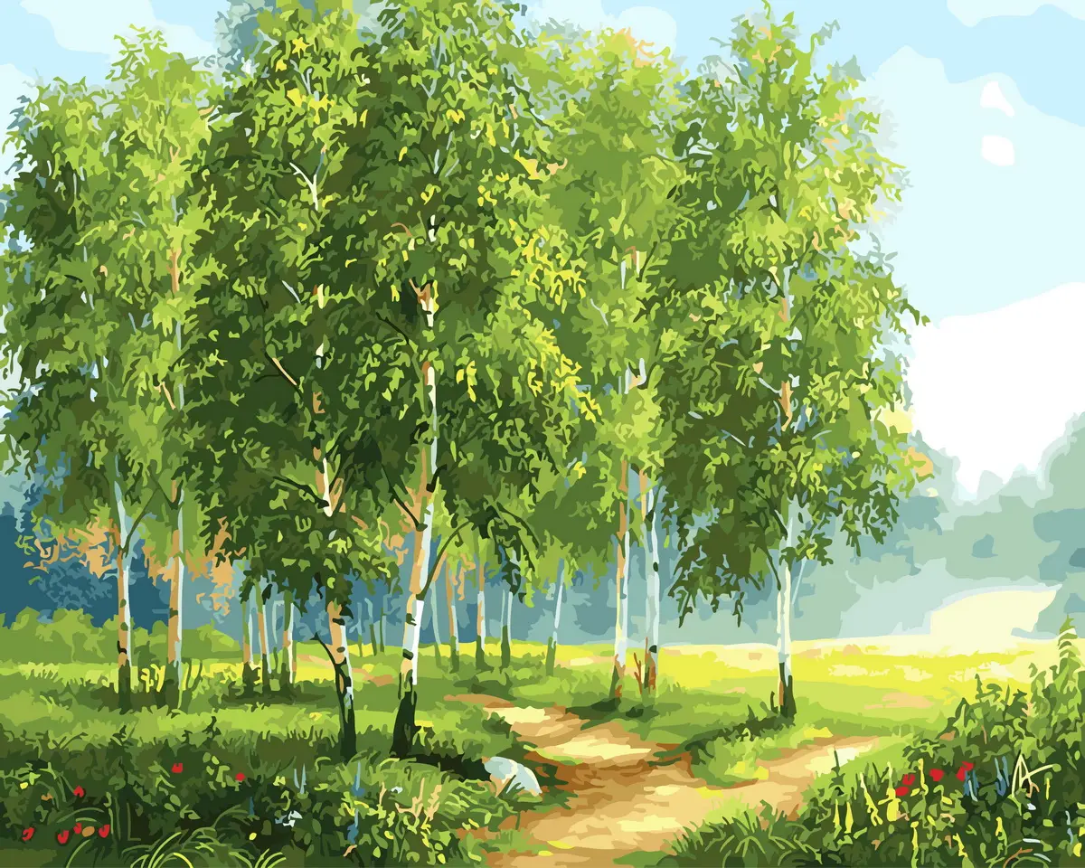 Картина за номерами Brushme Зелені берези 40x50 см (BRM29340)