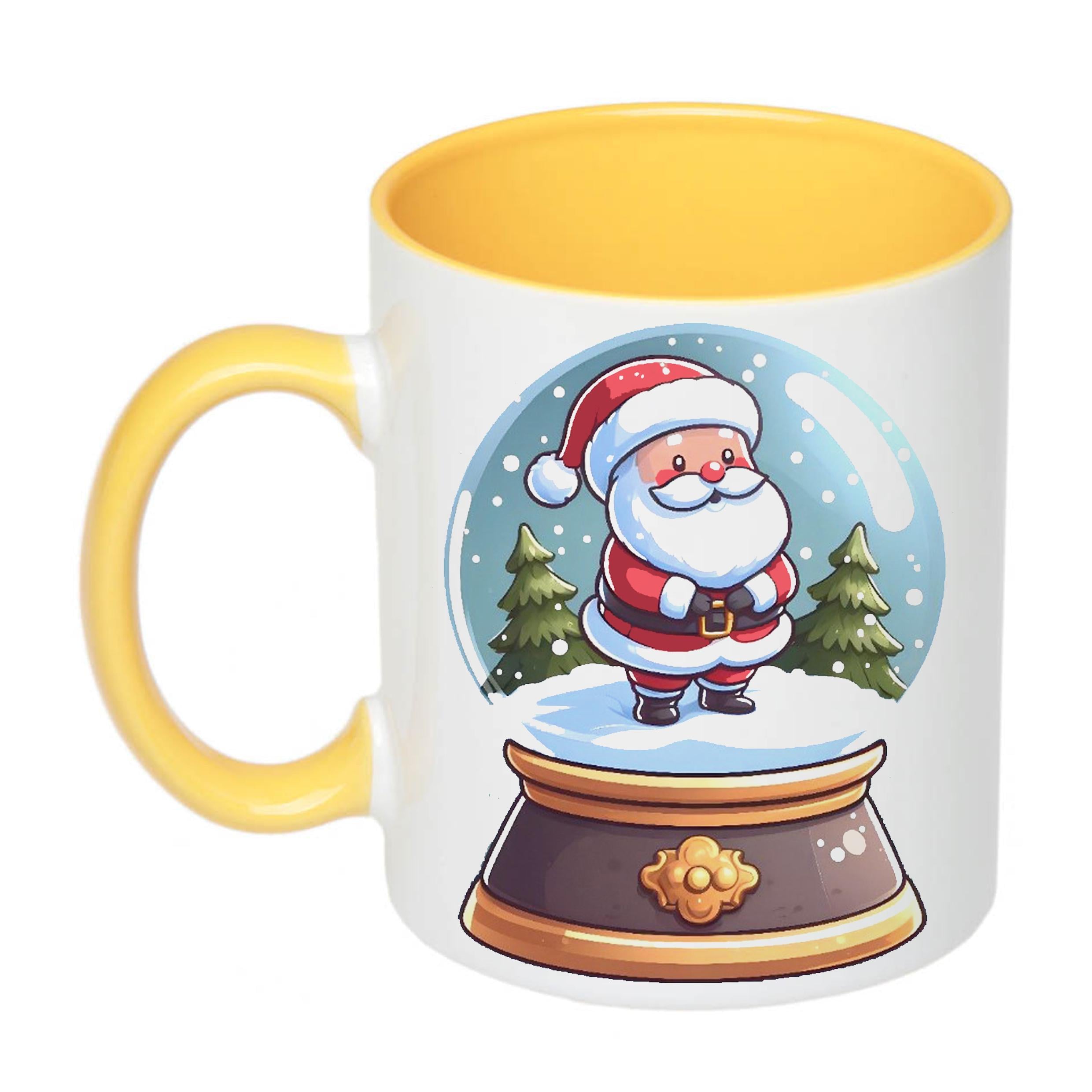 Чашка с печатью Санта-Клаус в шаре 330 мл Желтый (21052)