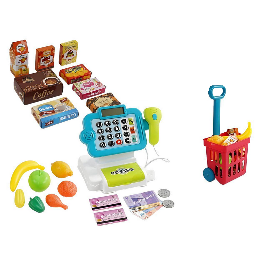 Детский игрушечный кассовый апарат с калькулятором и подсветкой (145543) Детский игрушечный кассовый апарат с калькулятором и подсветкой (145543)