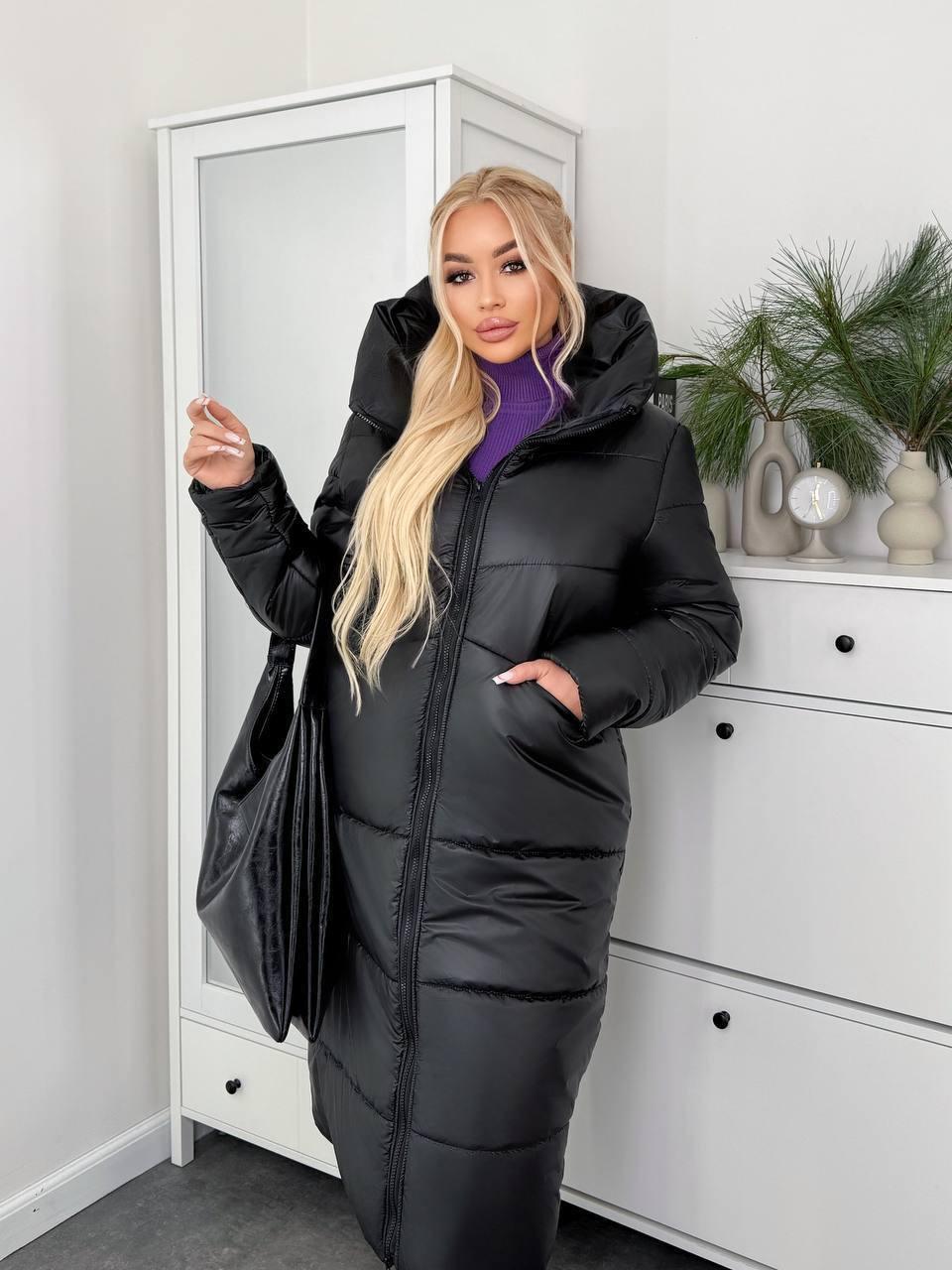 Пуховик жіночий зимовий подовжений до -20°С батал 4XL-5XL Чорний (OV-1099BL-4XL-5XL) - фото 6 Пуховик жіночий зимовий подовжений до -20°С батал 4XL-5XL Чорний (OV-1099BL-4XL-5XL) - фото 6
