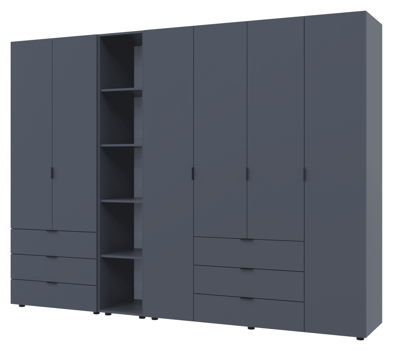 Шкаф Doros Гелар с этажеркой 2+4 ДСП 270,7х49,5х203,4 см Графитовый (42005058)