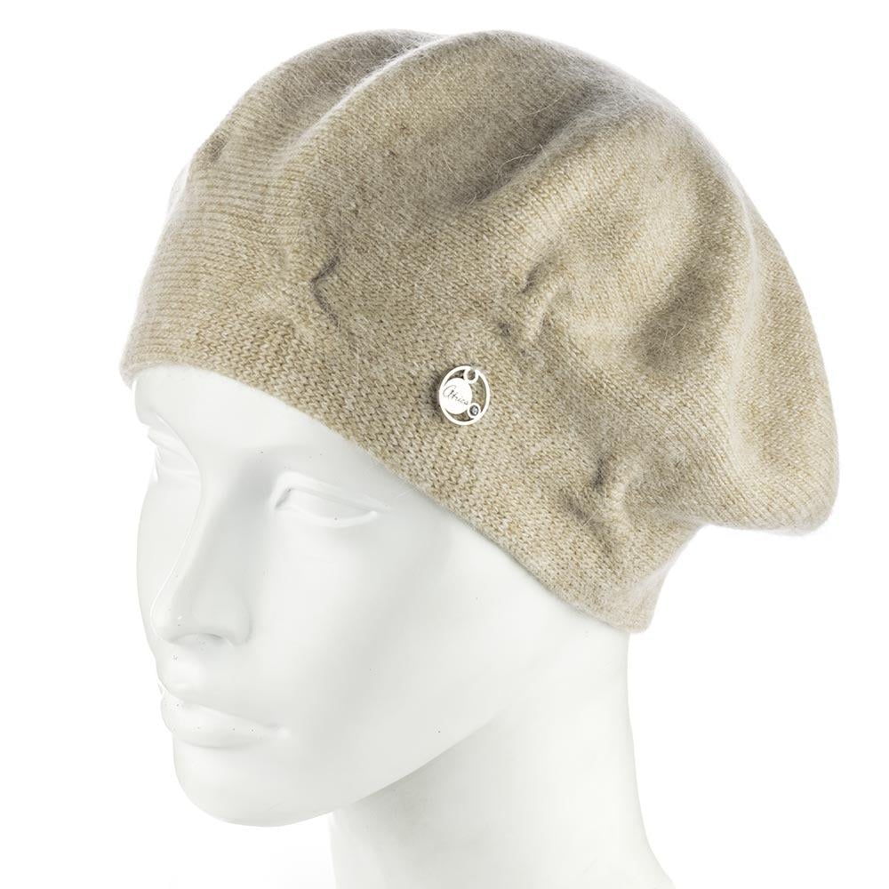 Берет женский ангоровый двойной Atrics WH910 с узором Капучино