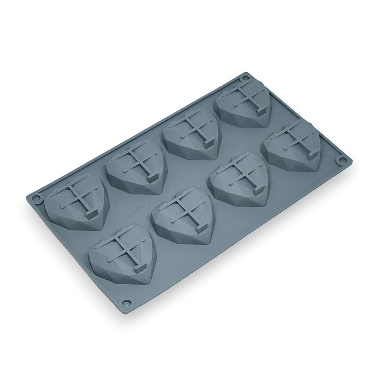 Форма силиконовая Profsil Хрустальное сердце 3D для евродесертов и печенья 8в1 Серый (204702-сер) - фото 2 Форма силиконовая Profsil Хрустальное сердце 3D для евродесертов и печенья 8в1 Серый (204702-сер) - фото 2