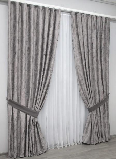 Ткань для штор Афина бархат Светло-серый (1313ш) - фото 2 Ткань для штор Афина бархат Светло-серый (1313ш) - фото 2