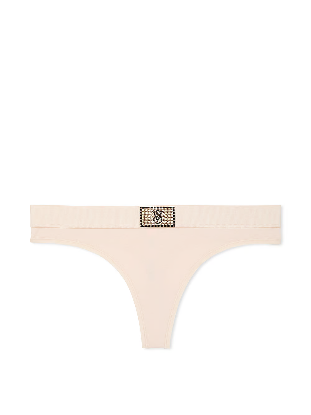 Труси Victoria's Secret Logo Cotton Shine Patch Thong Panty L Бежевий (23712342)