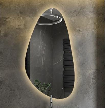 Дизайнерское зеркало камень с задней фоновой подсветкой Lilu 92x52 см