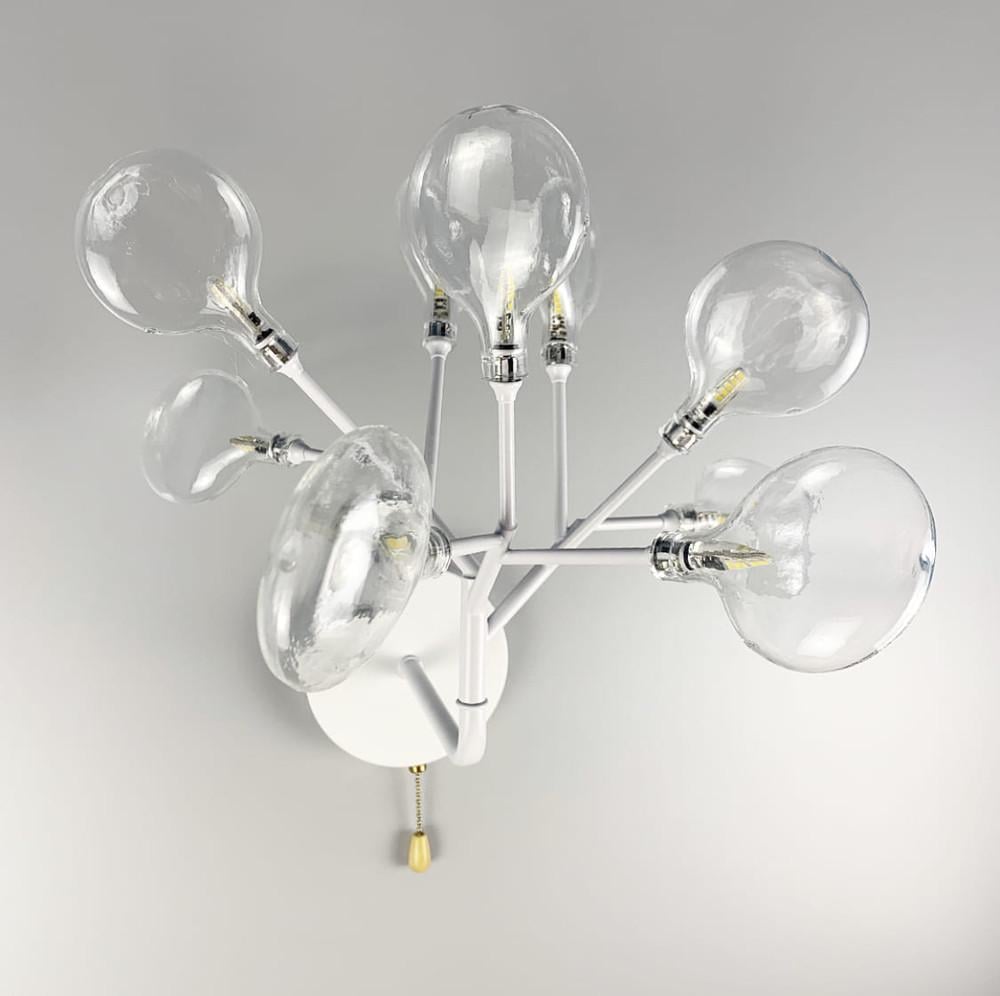 Настінний світильник флористичний з прозорими плафонами Білий (W 686/9 WT-TR) Настінний світильник флористичний з прозорими плафонами Білий (W 686/9 WT-TR)