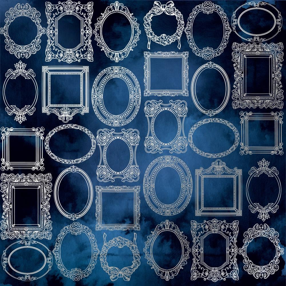 Лист паперу односторонній Silver Frames із срібним тисненням 30,5х30,5 см Night Garden