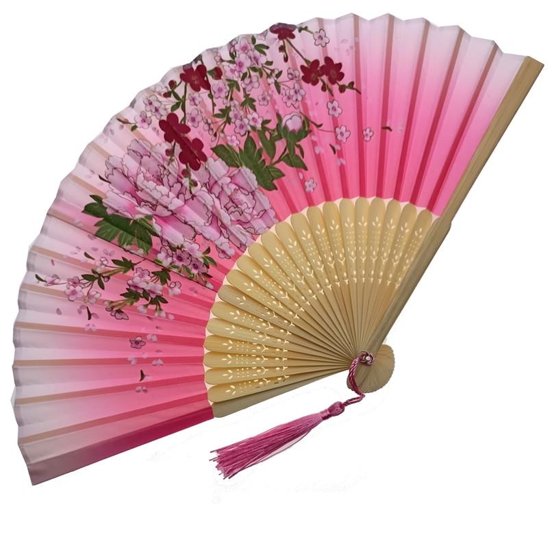 Віяло дерев'яне 21х37 см Рожевий (C4640)