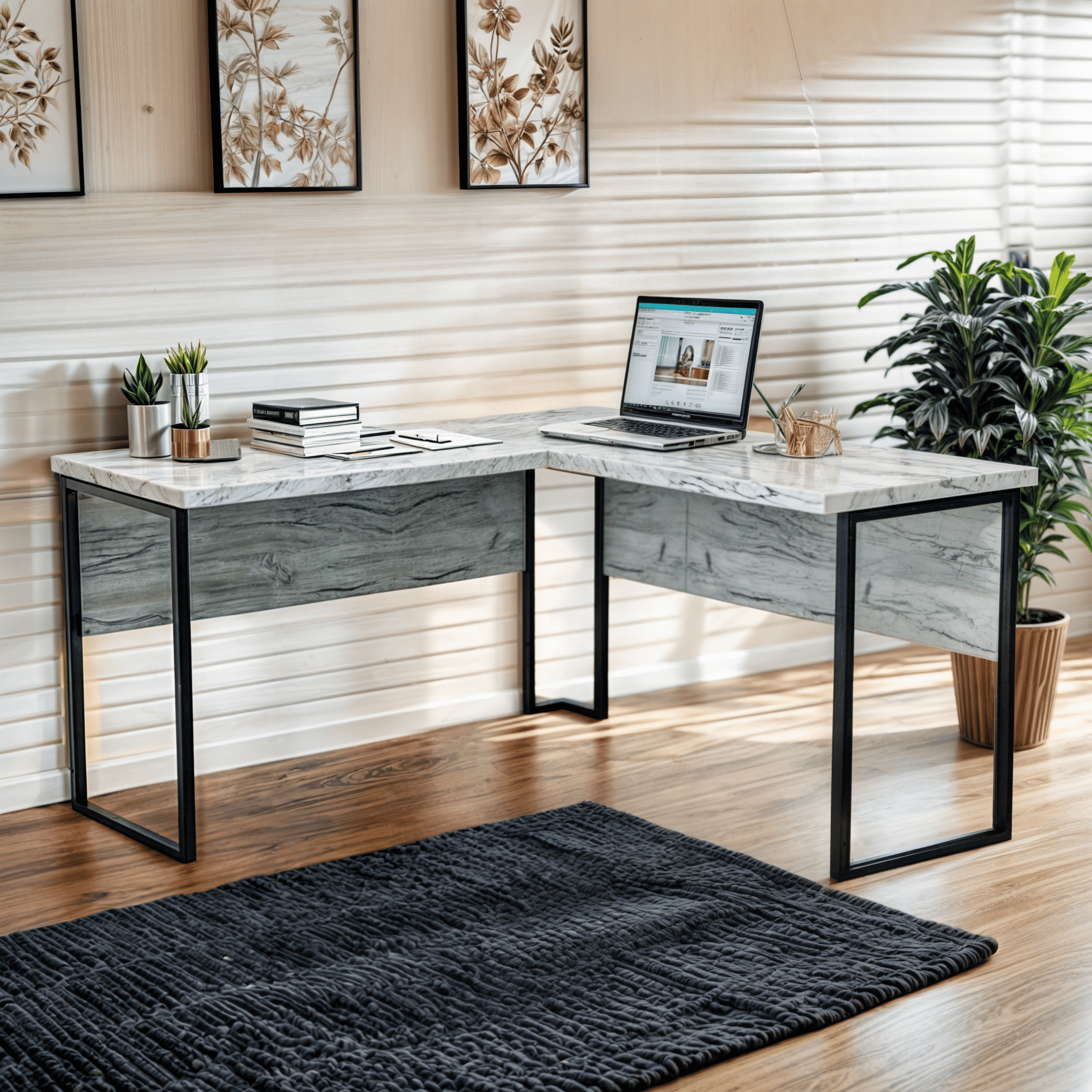 Стол угловой офисный Tobi Sho LOFT Iceberg СУЛА/1-1 столешница 18 мм 1600х1400х750 Дуб крафт белый