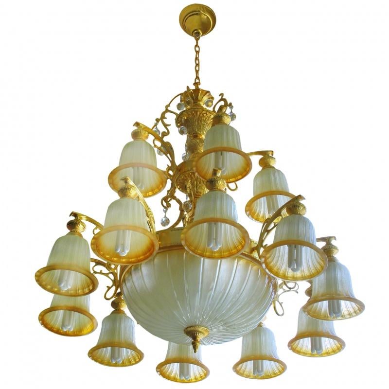 Люстра подвесная прованс большая Brille BKL-179S/18 для холла