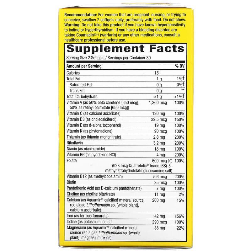 Мультивитамины для беременных и Омега-3 ДГК Nature's Way Alive Prenatal Multivitamin 60 капс. (2190902358) - фото 3