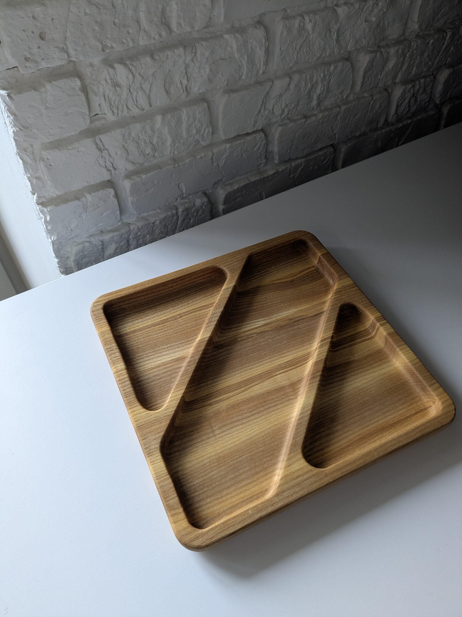 Менажниця квадратна дерев’яна з ясеня 3 діагональні секції (SP-004) - фото 5 Менажниця квадратна дерев’яна з ясеня 3 діагональні секції (SP-004) - фото 5