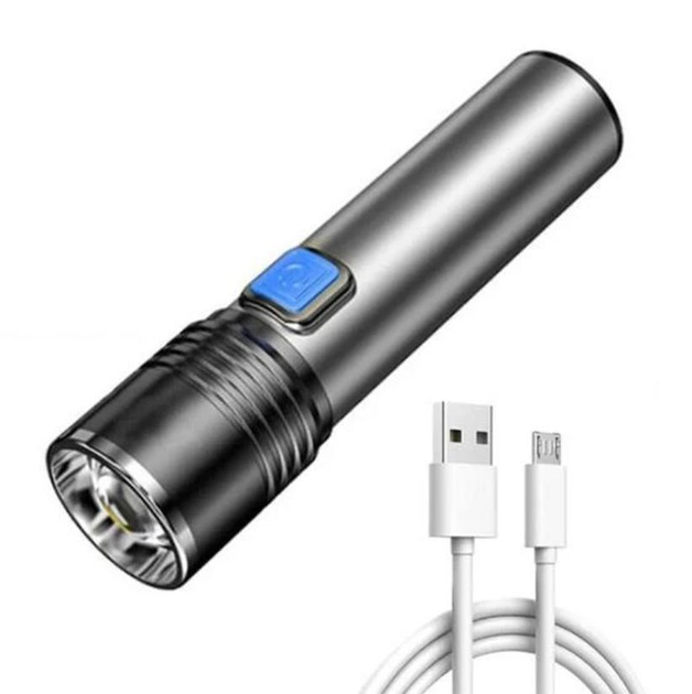 Фонарик Bailong BL-K31-T6 аккумуляторный зум USB компактный металлический карманный LED ручной фонарь для дома и похода (ML-05343)