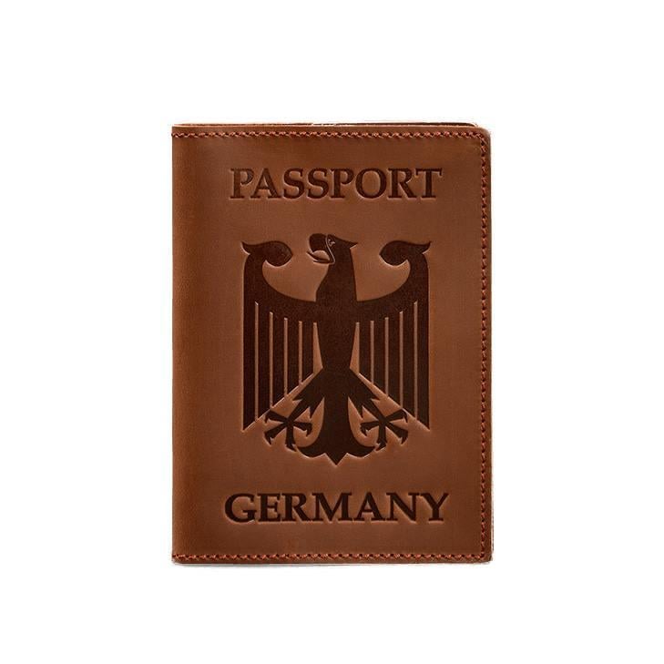 Обложка для паспорта Crazy Horse Герб Германии кожаная Светло-коричневый (A-027236)