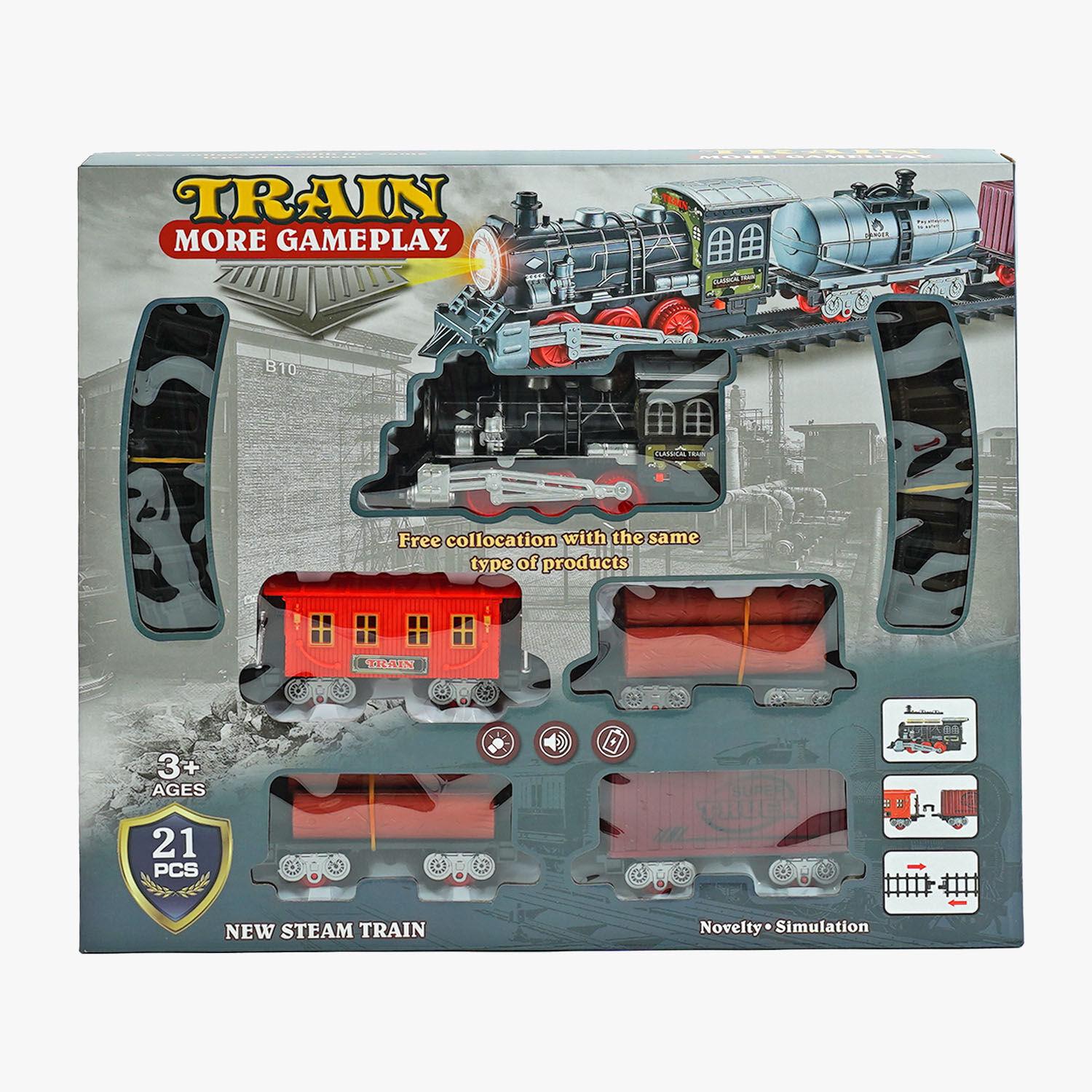 Детская железная дорога Train звук/свет на батарейках 4 вагона 21 дет. Black/Red (154371)