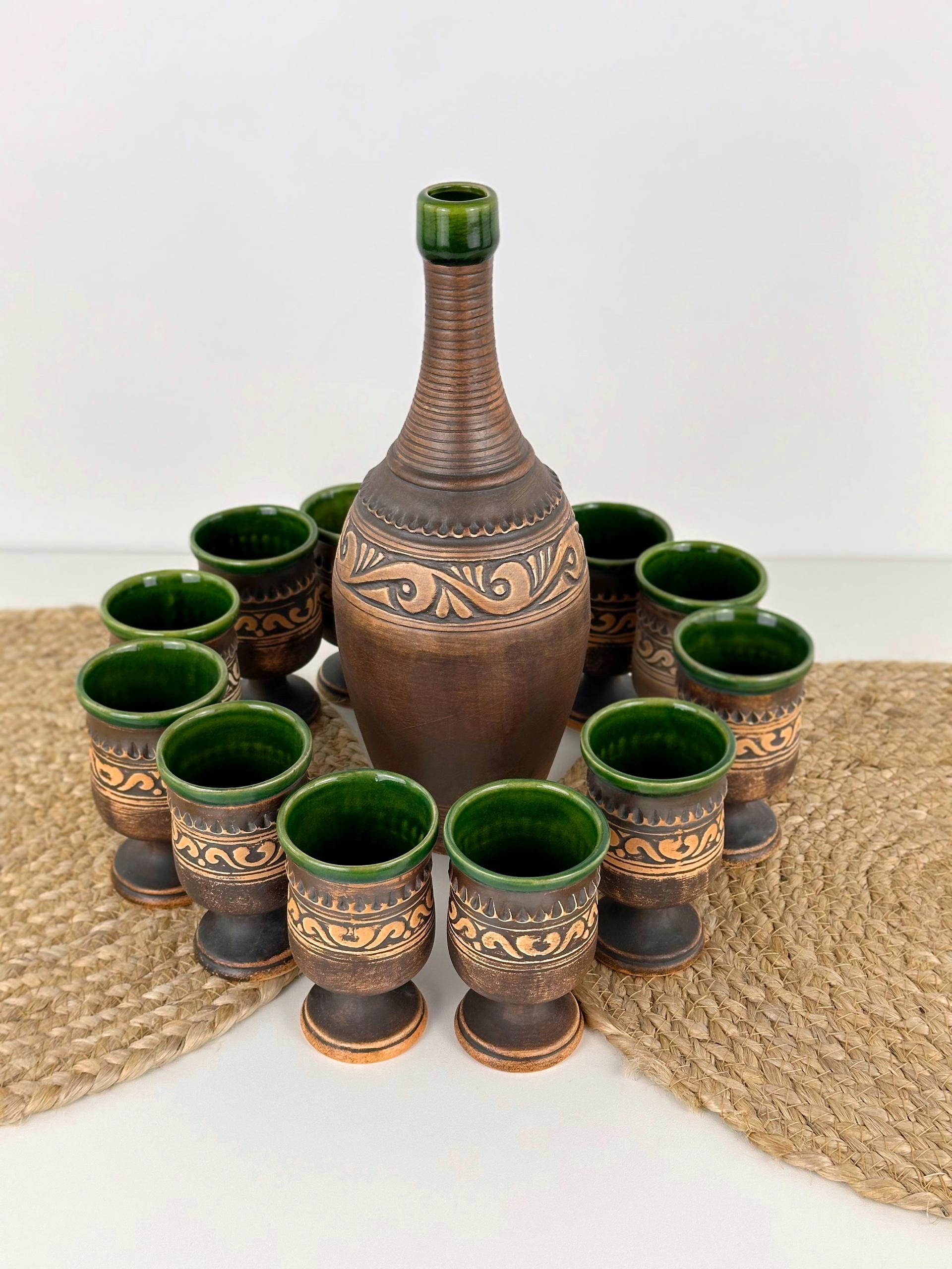 Набор глиняной посуды для подарка Гражда на 12 человек Коричневый (17019-34)