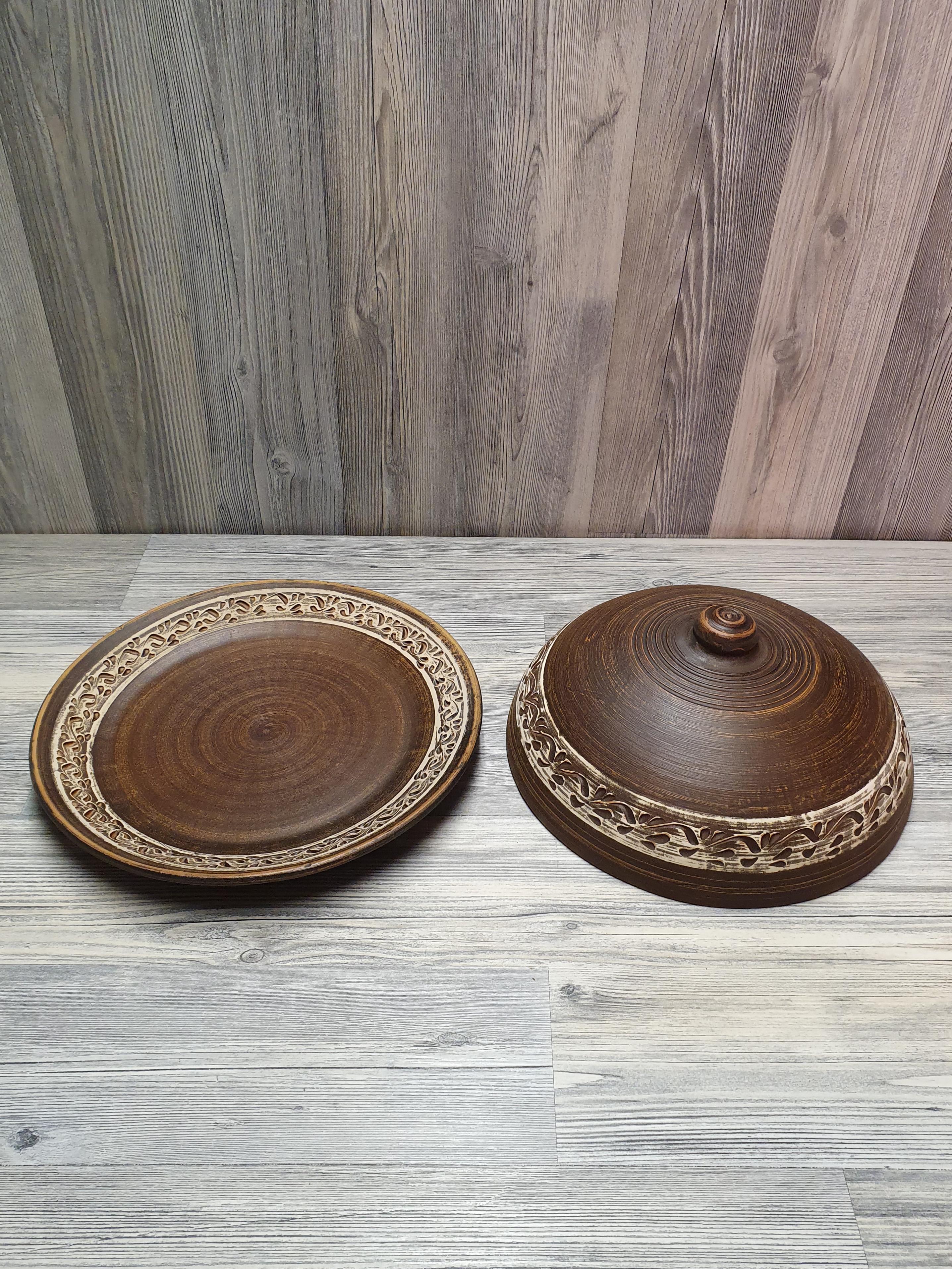 Блюдо с крышкой для блинов глиняное (5245) - фото 5 Блюдо с крышкой для блинов глиняное (5245) - фото 5