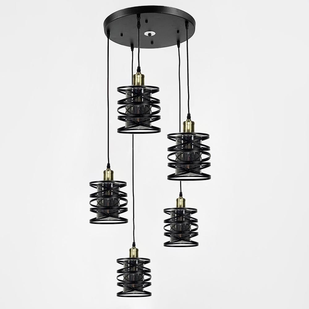 Світильник у круглому корпусі з 5-ма графітовими плафонами (12333/5R BK+GR) - фото 1 Світильник у круглому корпусі з 5-ма графітовими плафонами (12333/5R BK+GR) - фото 1