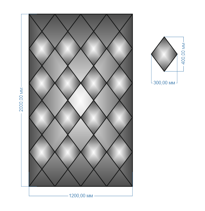 Плитка дзеркальна панно 2000х1200 мм (129) - фото 2