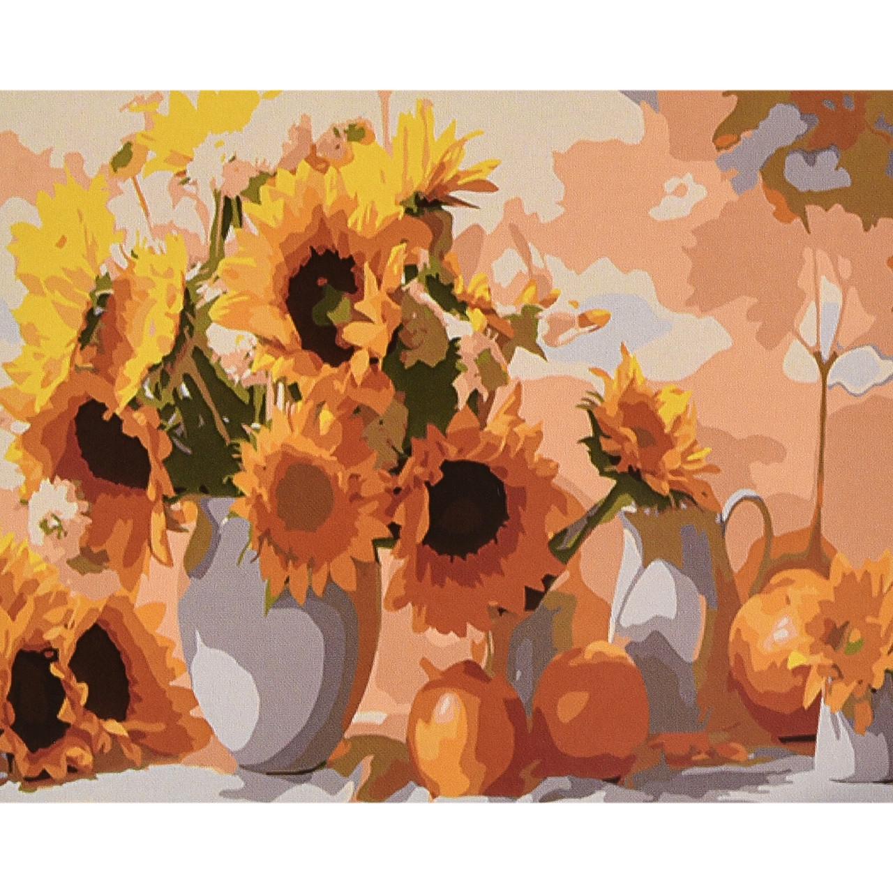 Картина по номерам Strateg Премиум Подсолнечное спокойствие с лаком и уровнем 40х50 см (VA-4611)