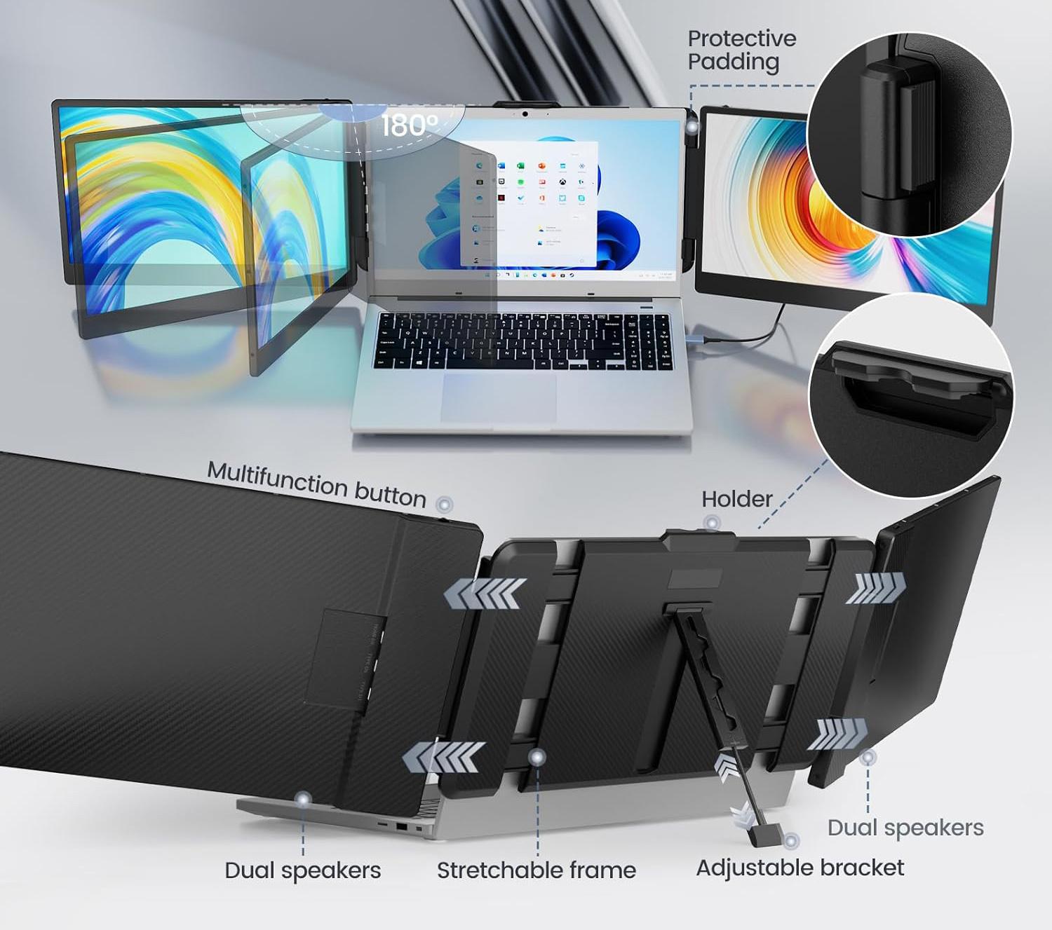 Мониторы для ноутбука Teamgee 13-17''/14'' Full HD 1080p IPS с двумя динамиками Plug and Play HDMI/USB-A/Type-C совместимы с Mac Wins Android Dex - фото 5 Мониторы для ноутбука Teamgee 13-17''/14'' Full HD 1080p IPS с двумя динамиками Plug and Play HDMI/USB-A/Type-C совместимы с Mac Wins Android Dex - фото 5