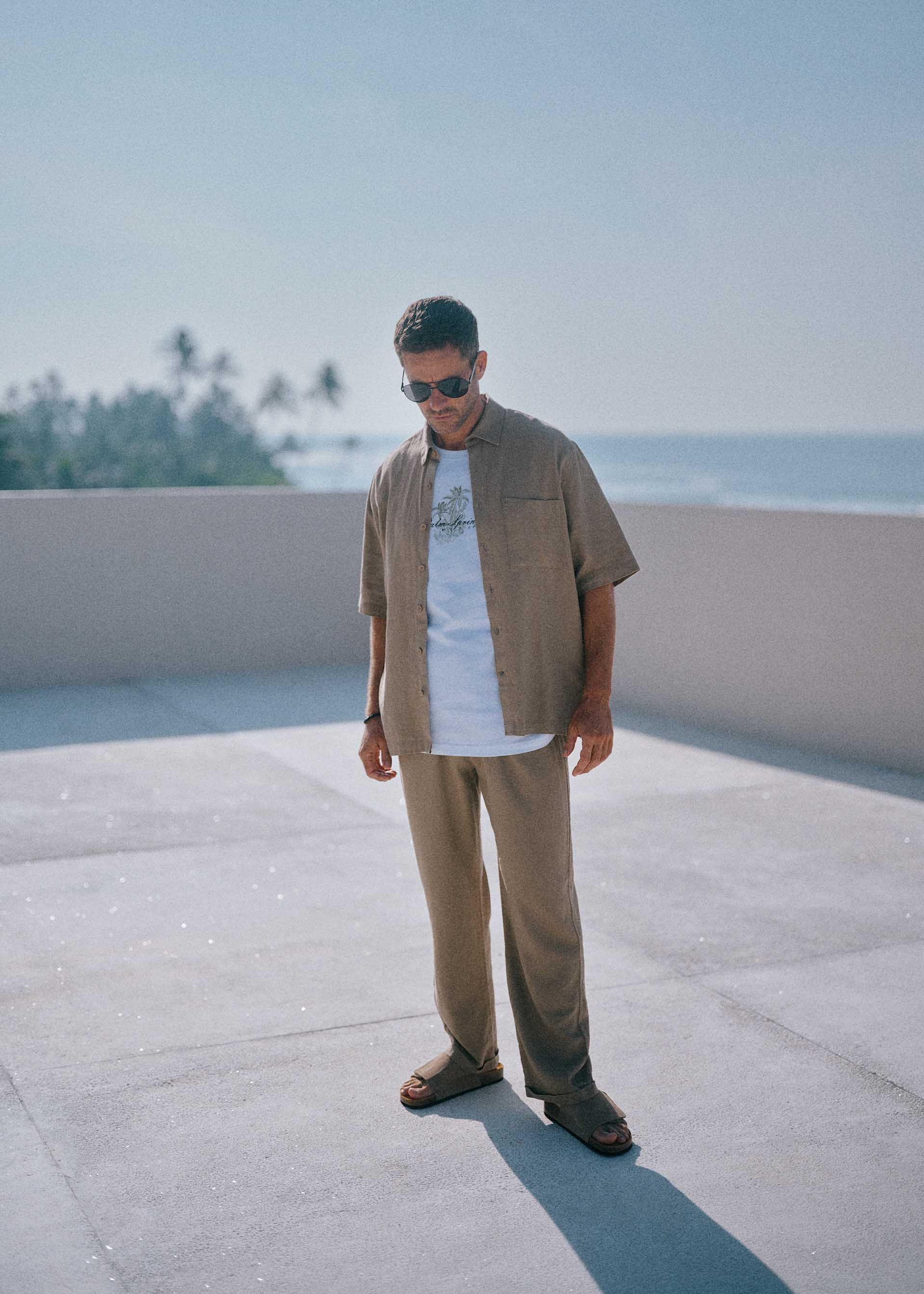 Брюки мужские с льняной смесью Diverse TORC XL Темно-бежевый (5905384133090)