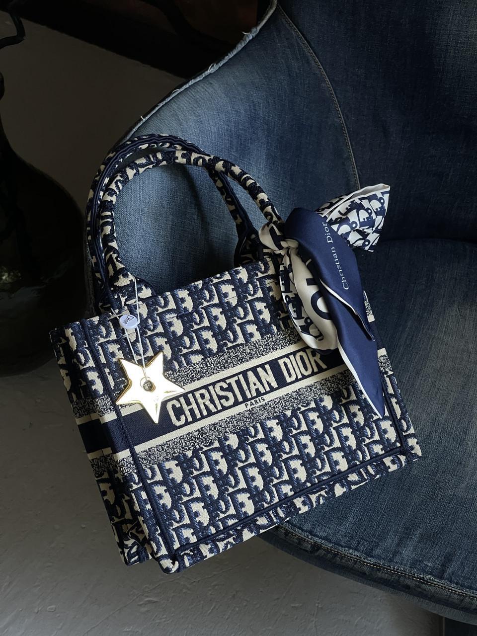 Сумка шоппер текстиль Dior Medium size Синий (2716085603)