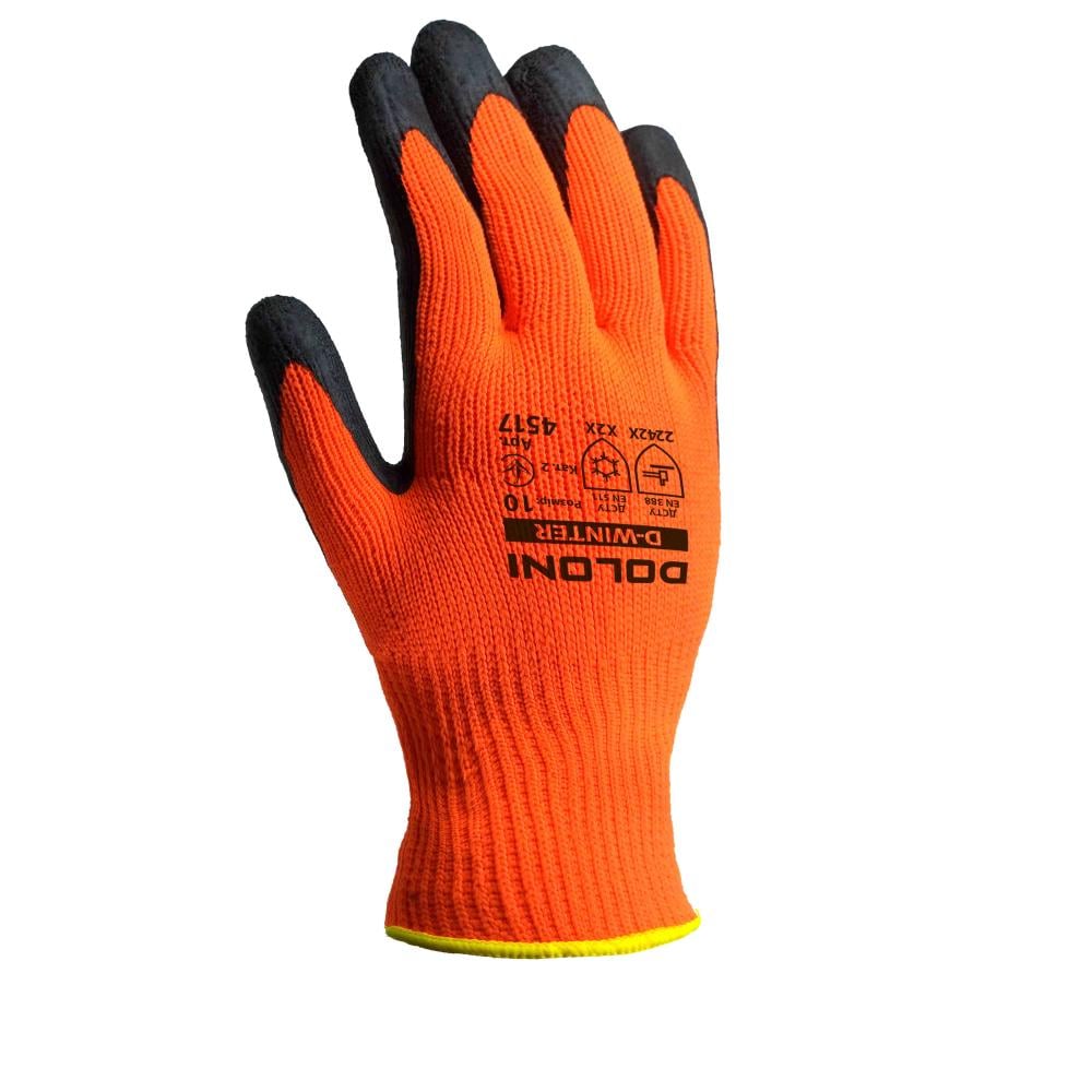 Утепленные перчатки Doloni D-Winter трикотажные с полным латексным покрытием.
