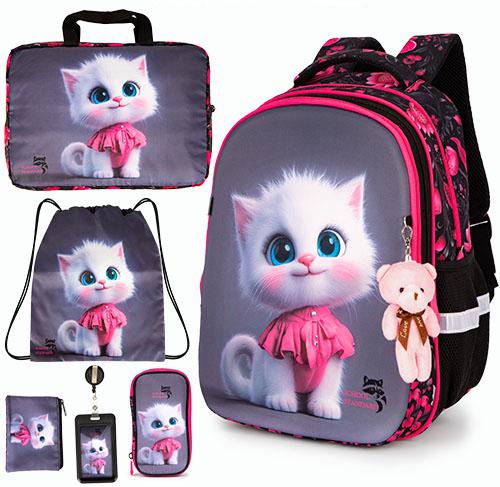 Школьный набор для девочки School Standard Кот 6в1 для младших классов ортопедический 38х30х18 см (170-61) - фото 11