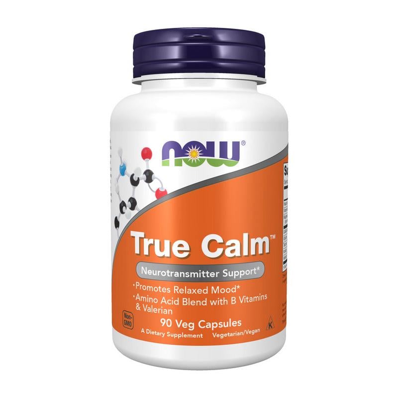 Комплекс от стресса с гамкой глицином и витаминами B NOW True Calm Amino Relaxer 90 вер. капс.