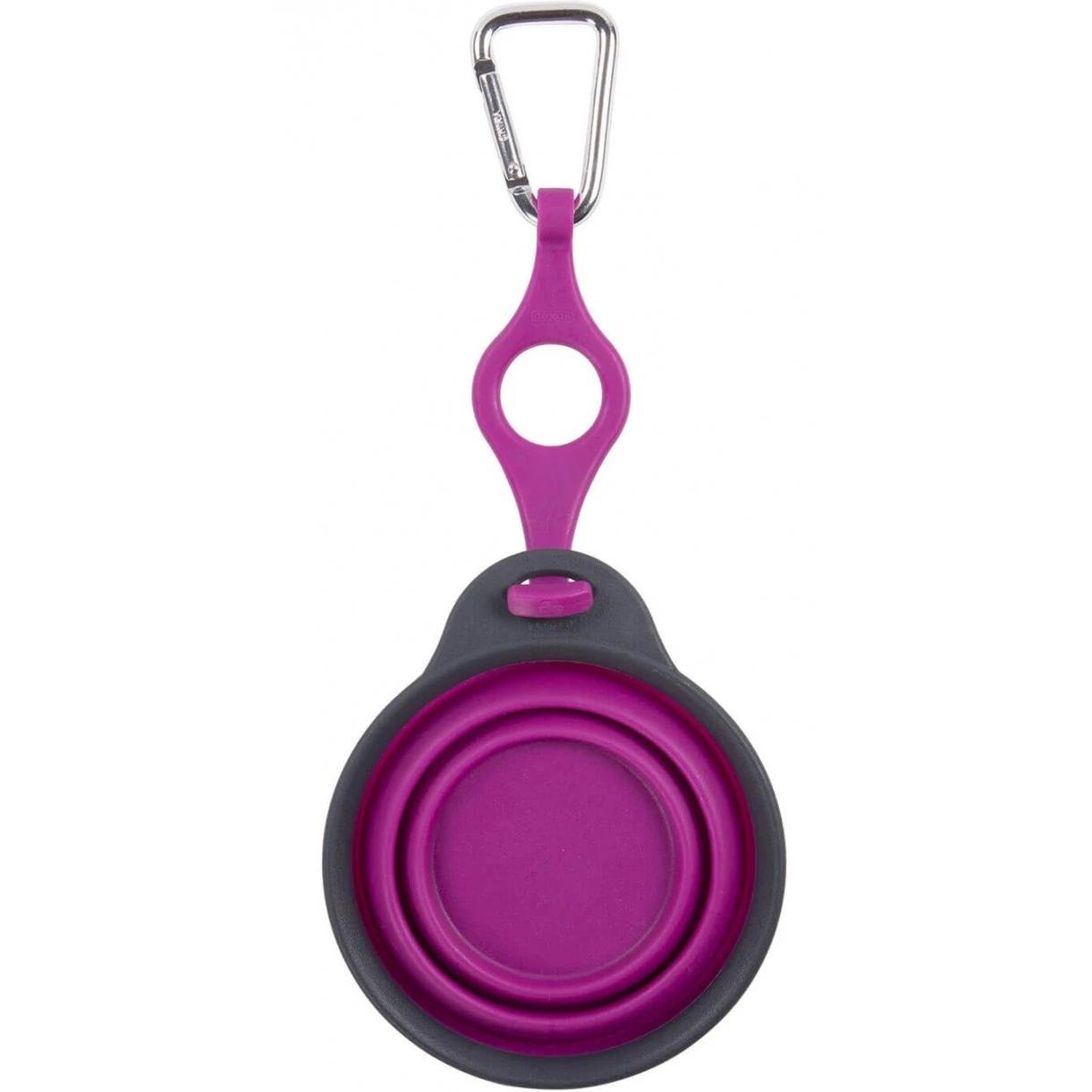 Миска дорожня складана для собак Dexas Travel Cup Bottle Holder & Carabiner з кріпленням на пляшку 240 мл Пурпуровий (PW2204322405)