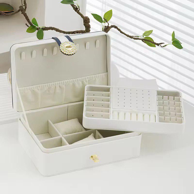 Органайзер-скринька для прикрас та аксесуарів двоярусний 23,5х16х9 см Білий (ST0407) - фото 1 Органайзер-скринька для прикрас та аксесуарів двоярусний 23,5х16х9 см Білий (ST0407) - фото 1