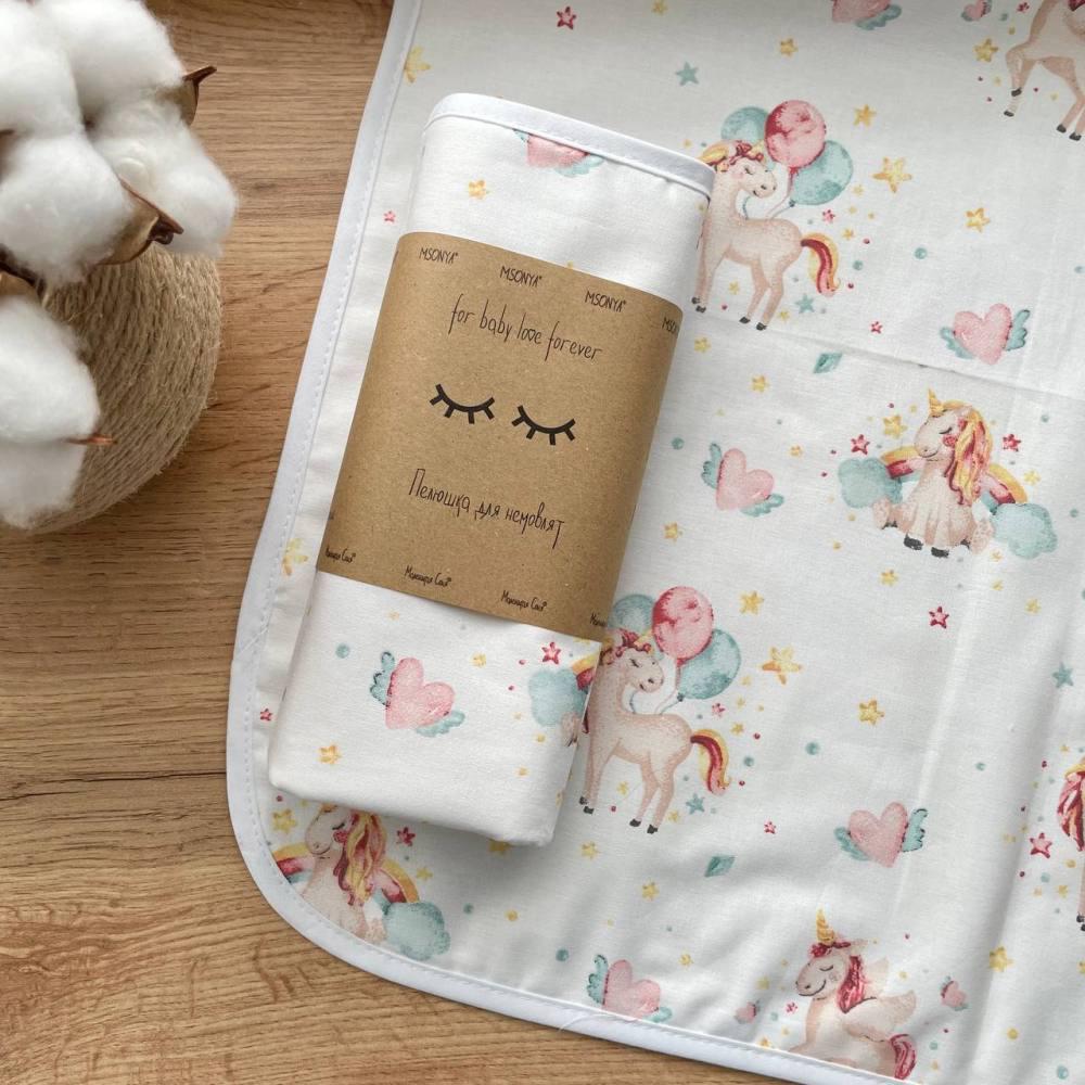 Пеленка для новорожденных Единорожки непромокаемая 50х80 см (18040642) Пеленка для новорожденных Единорожки непромокаемая 50х80 см (18040642)